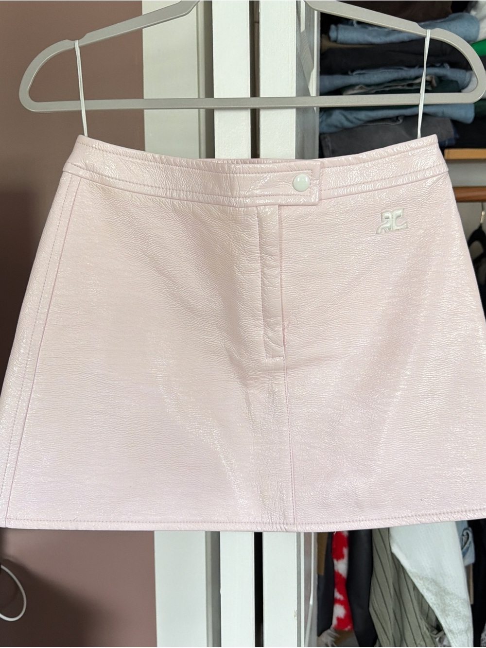 Courrèges Baby Pink Vinyl Mini Skirt